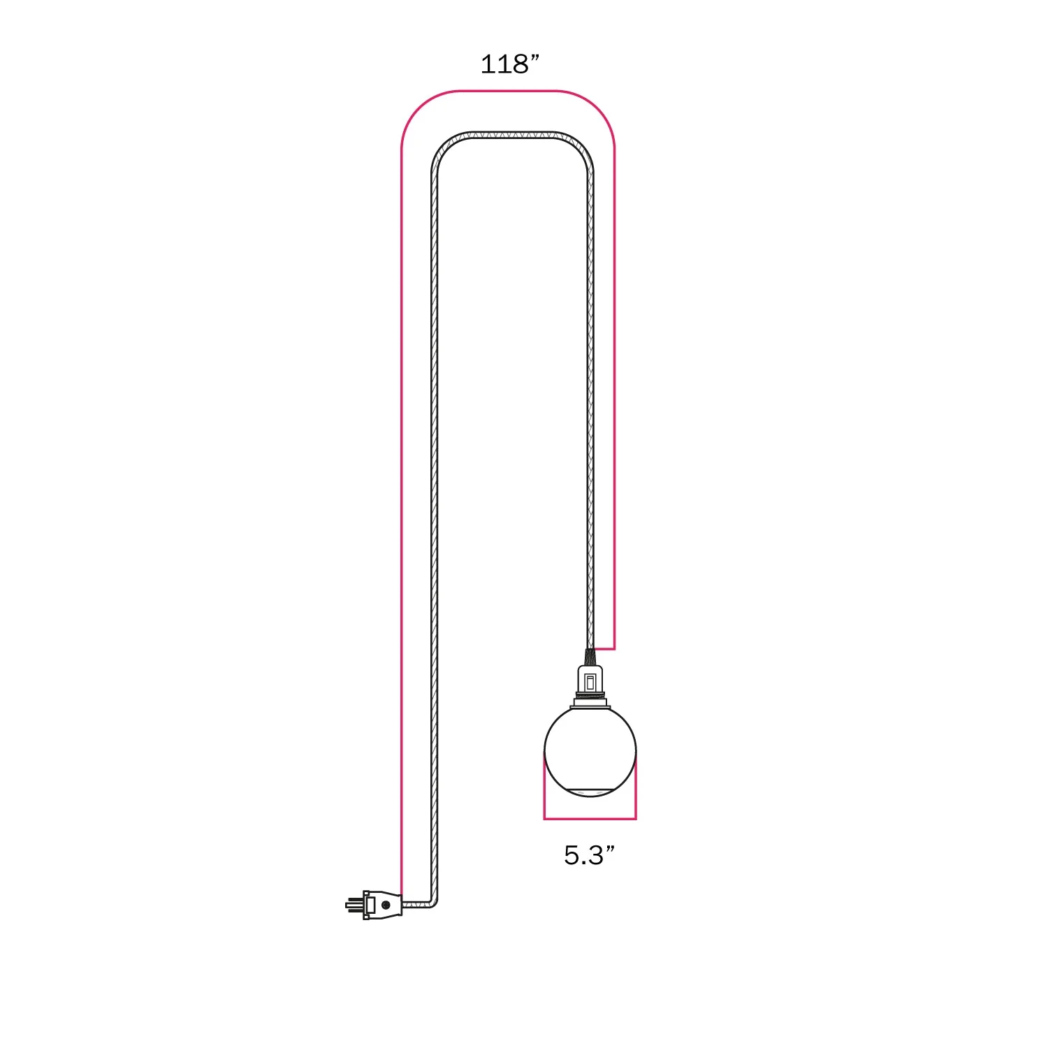 Snake Portable Lamp with socket switch, plug, and Unbreak-a-Ball unbreakable shade - RZ08 - Image 5