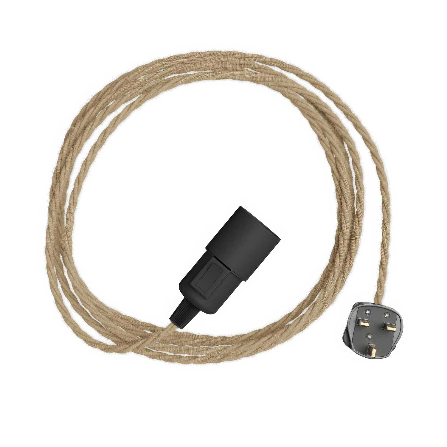 Snake Twisted - Lampada plug-in con cavo trecciato in tessuto TN06 e spina UK