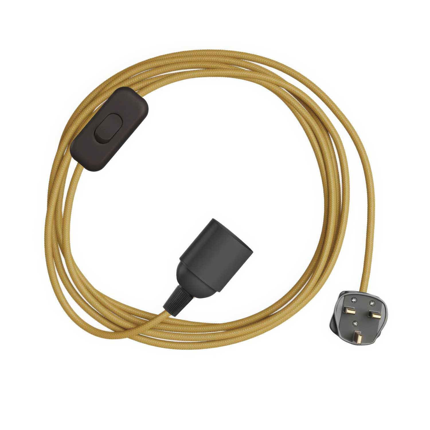 SnakeBis - Cablaggio con portalampada, cavo in tessuto colorato RM25 e spina UK