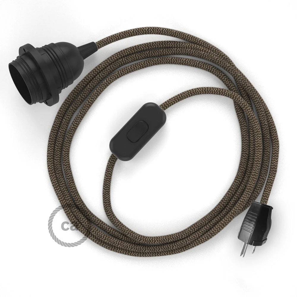 SnakeBis for lampshade - Wiring with socket and Zig-Zag fabric cable - RD73