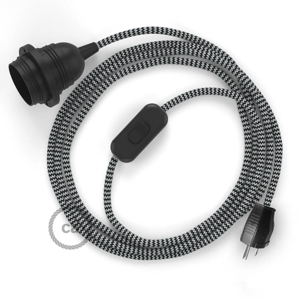 SnakeBis for lampshade - Wiring with socket and Zig-Zag fabric cable - RZ04
