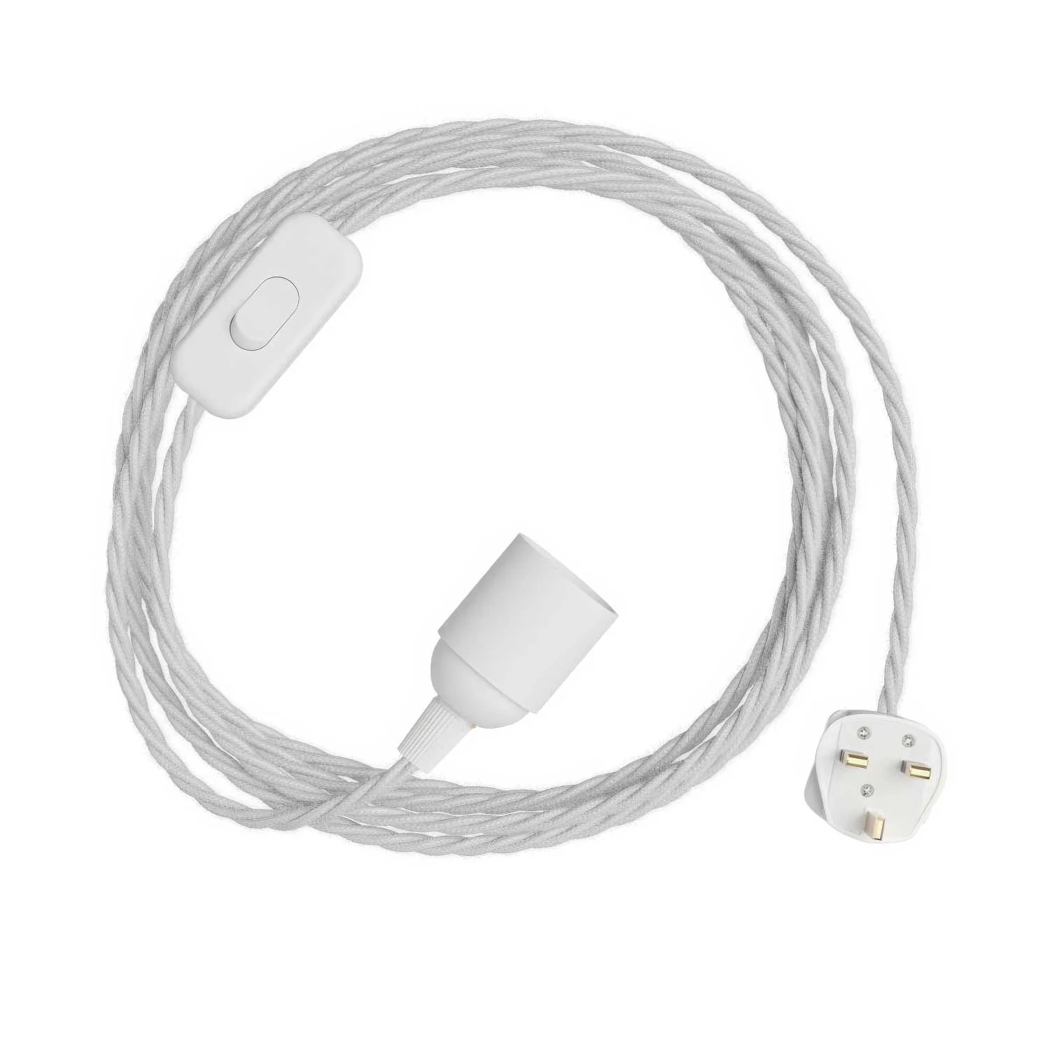 SnakeBis Twisted - Cablaggio con portalampada, cavo trecciato in tessuto TC01 e spina UK