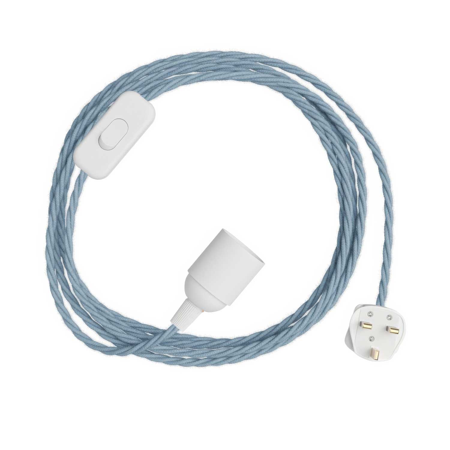 SnakeBis Twisted - Cablaggio con portalampada, cavo trecciato in tessuto TC53 e spina UK