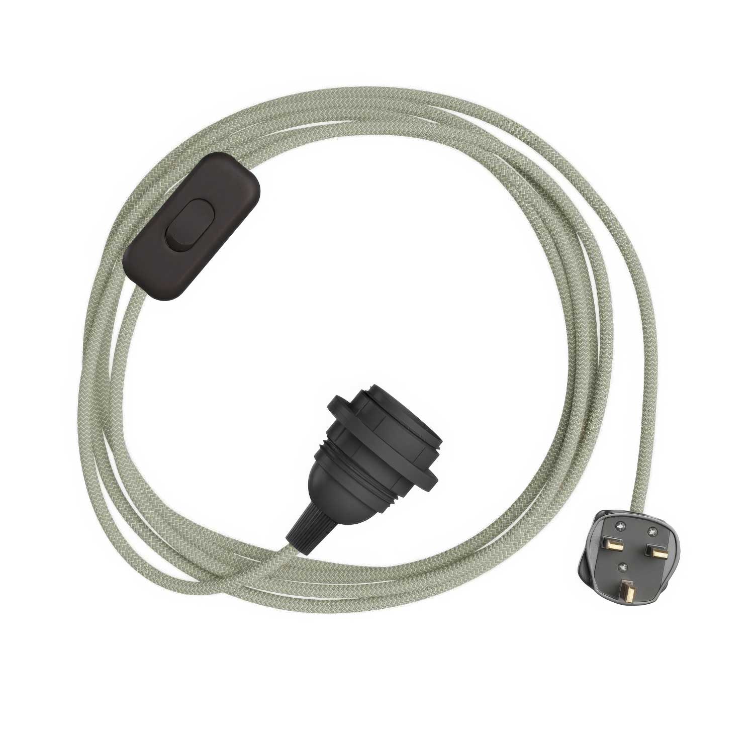 SnakeBis Zig-Zag per paralume - Cablaggio con portalampada, cavo in tessuto effetto Zig-Zag RD72 e spina UK