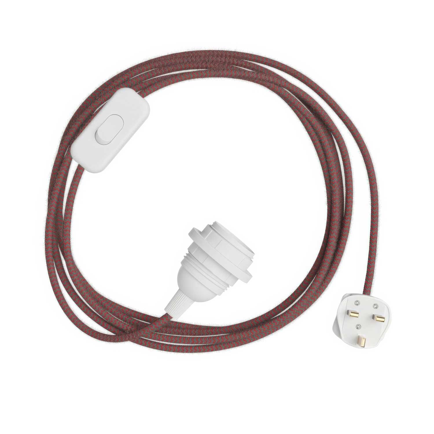 SnakeBis Zig-Zag per paralume - Cablaggio con portalampada, cavo in tessuto effetto Zig-Zag RZ28 e spina UK