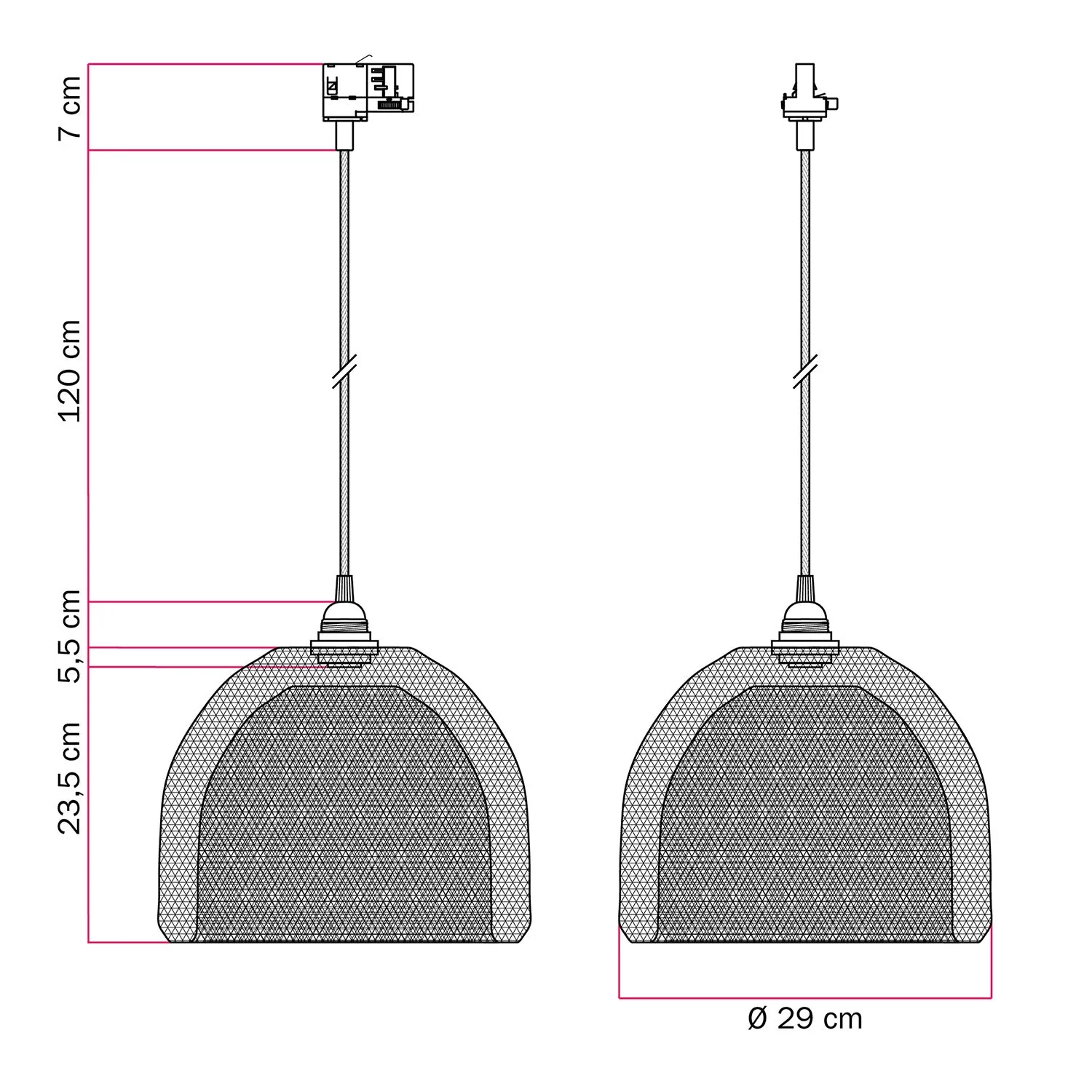 Sospensione con paralume a gabbia Ghostbell XL per binari - Nero - Image 6