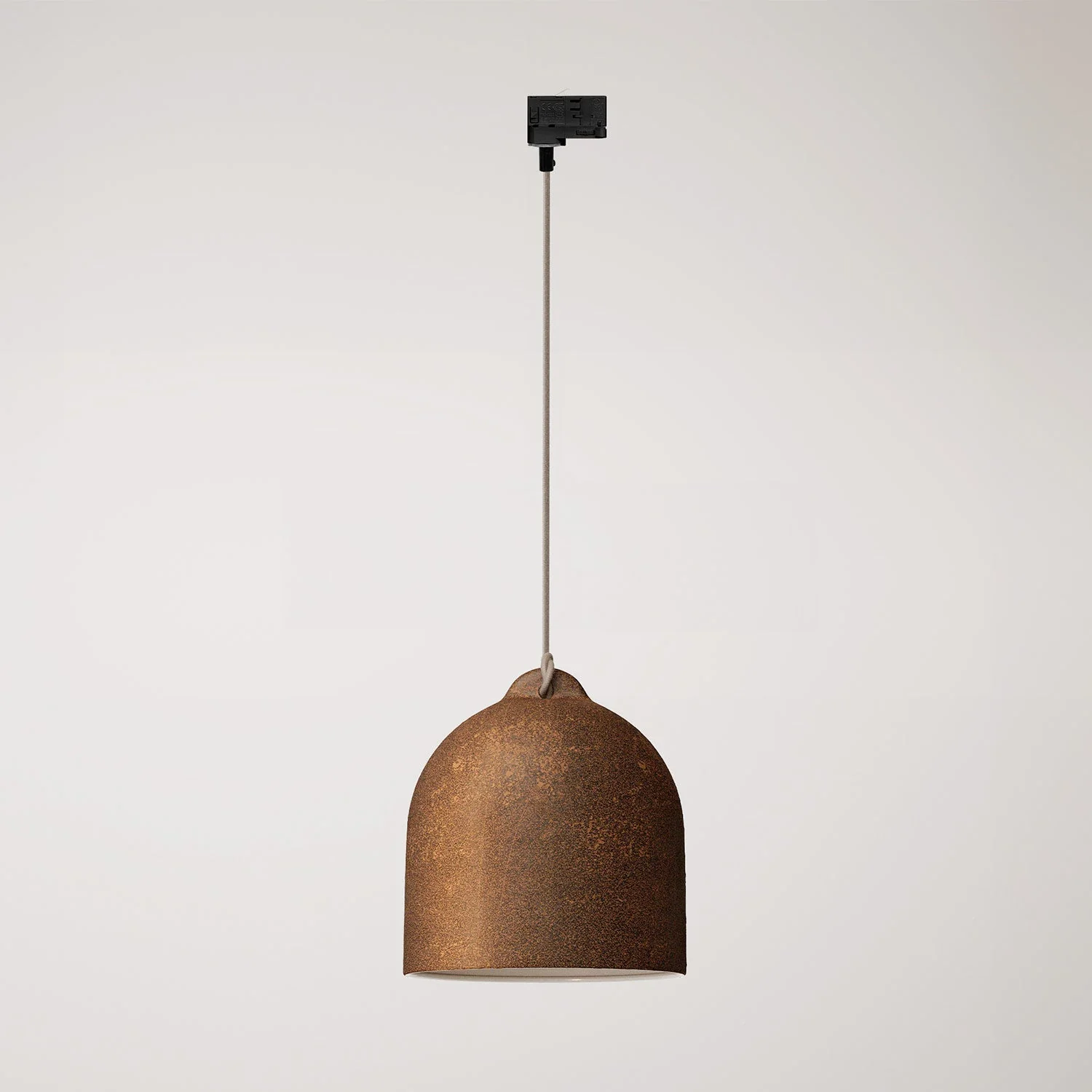 Sospensione per binari con paralume Campana M in ceramica - Effetto corten