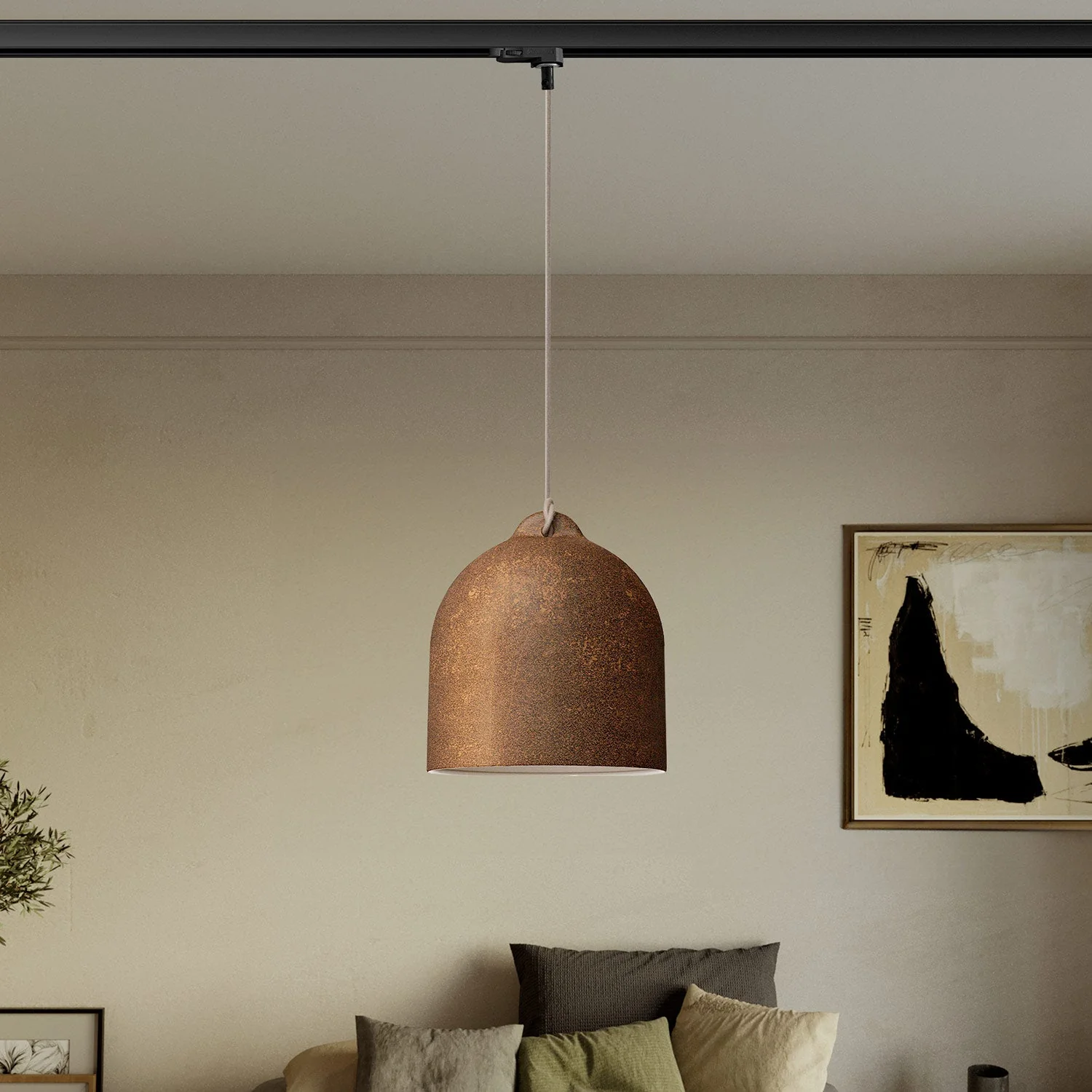 Sospensione per binari con paralume Campana M in ceramica - Effetto corten - Image 2
