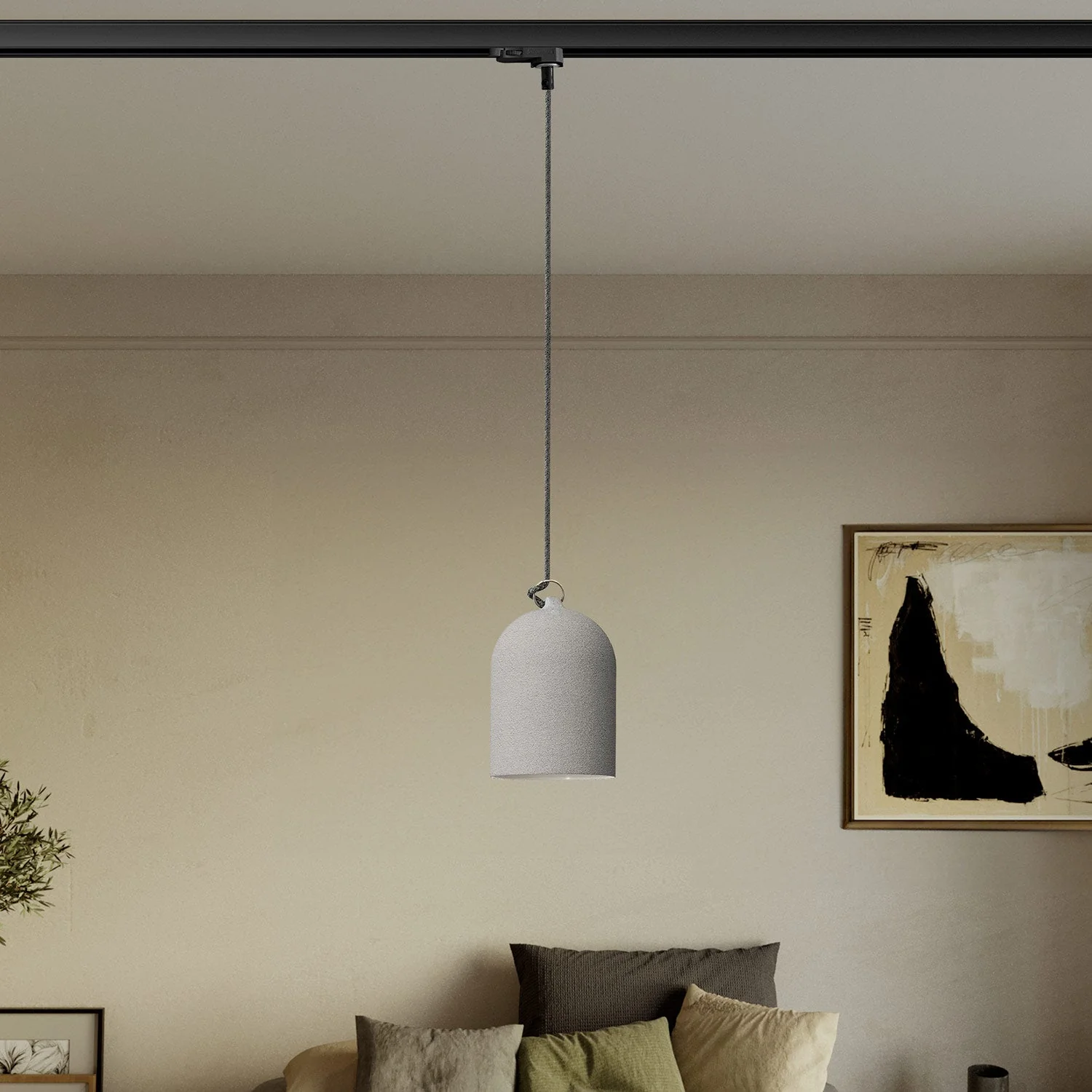 Sospensione per binario con paralume mini Campana in ceramica - Effetto cemento - Image 2