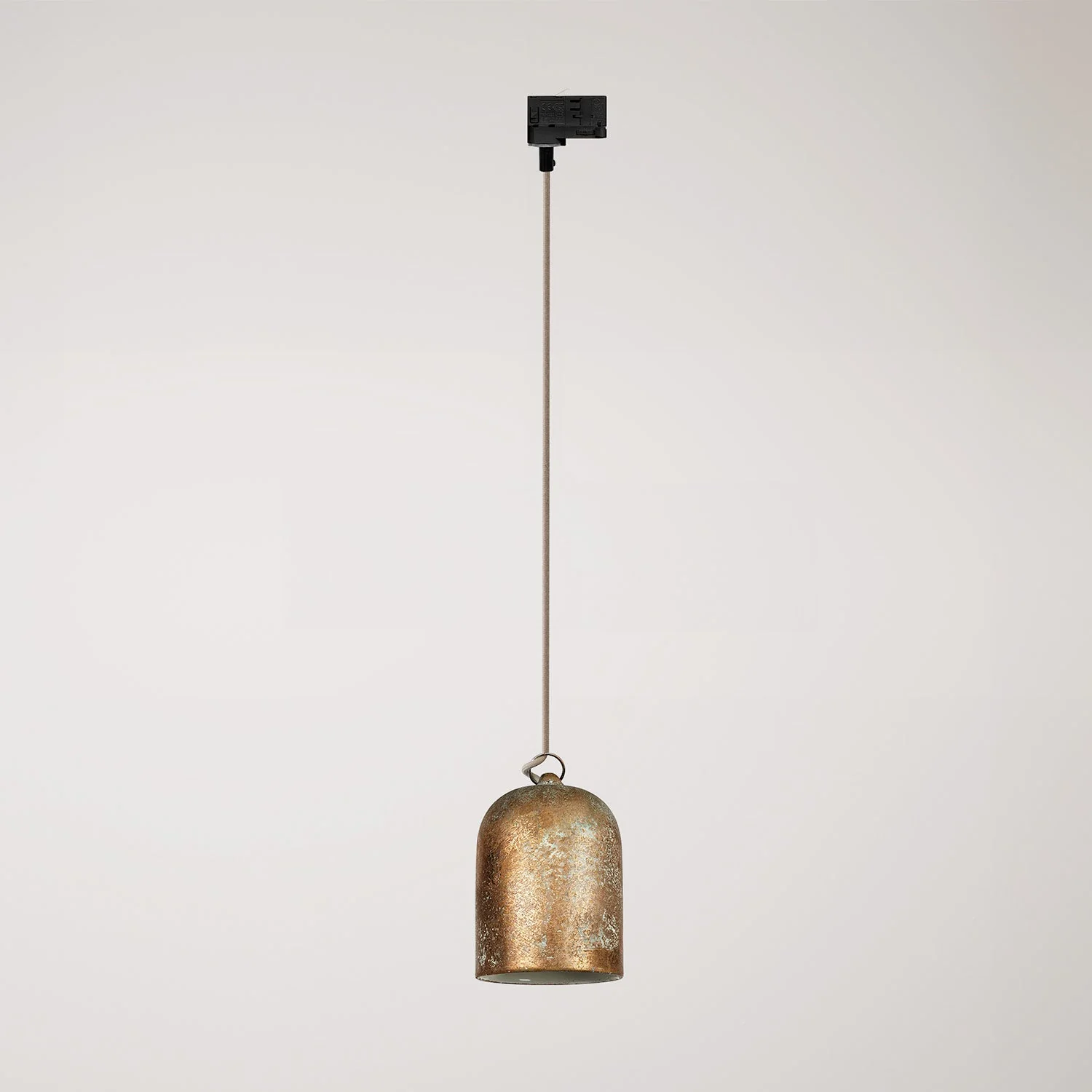 Sospensione per binario con paralume mini Campana in ceramica - Effetto verde rame