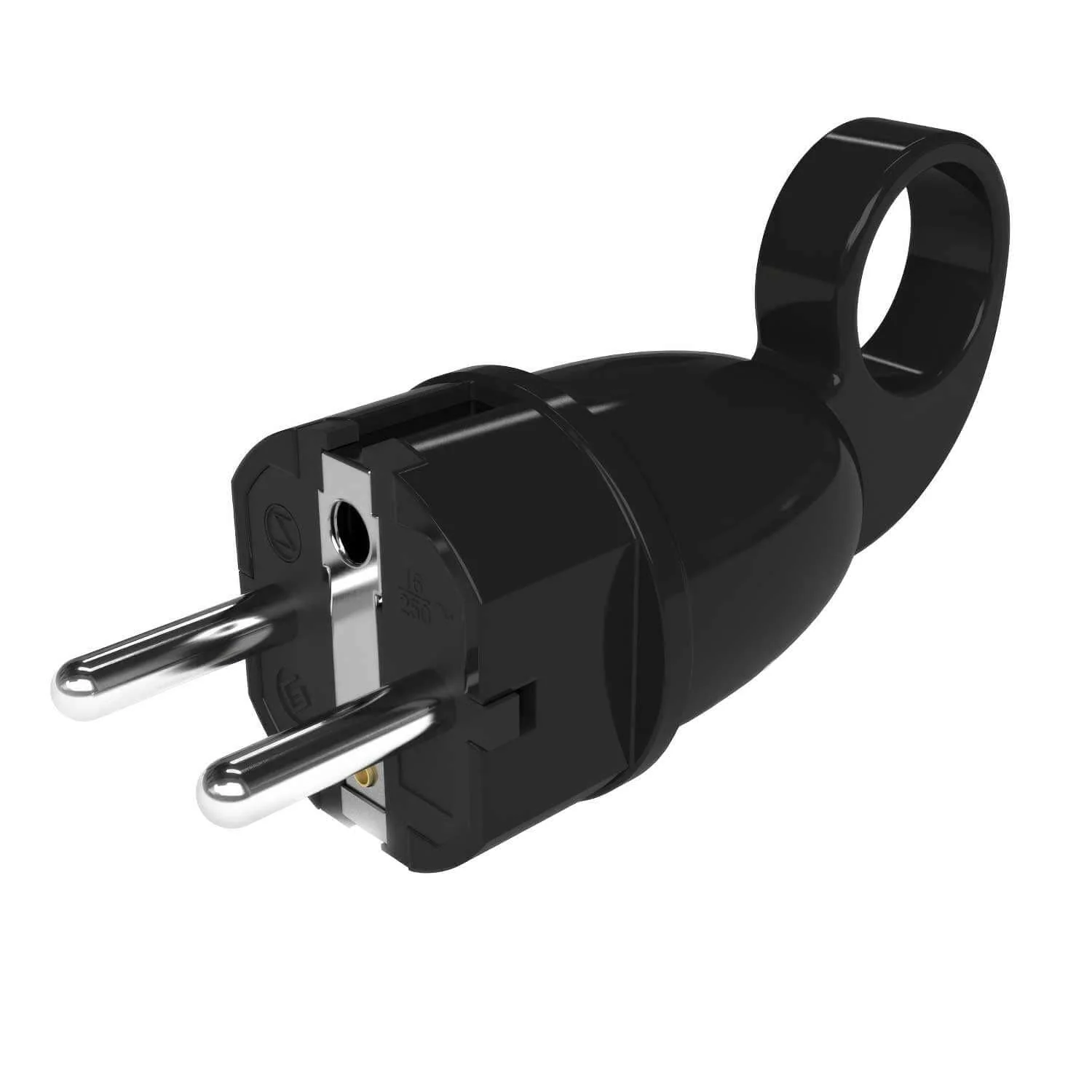Spina Schuko Confort con anello 16A 250V - Nero - Image 3