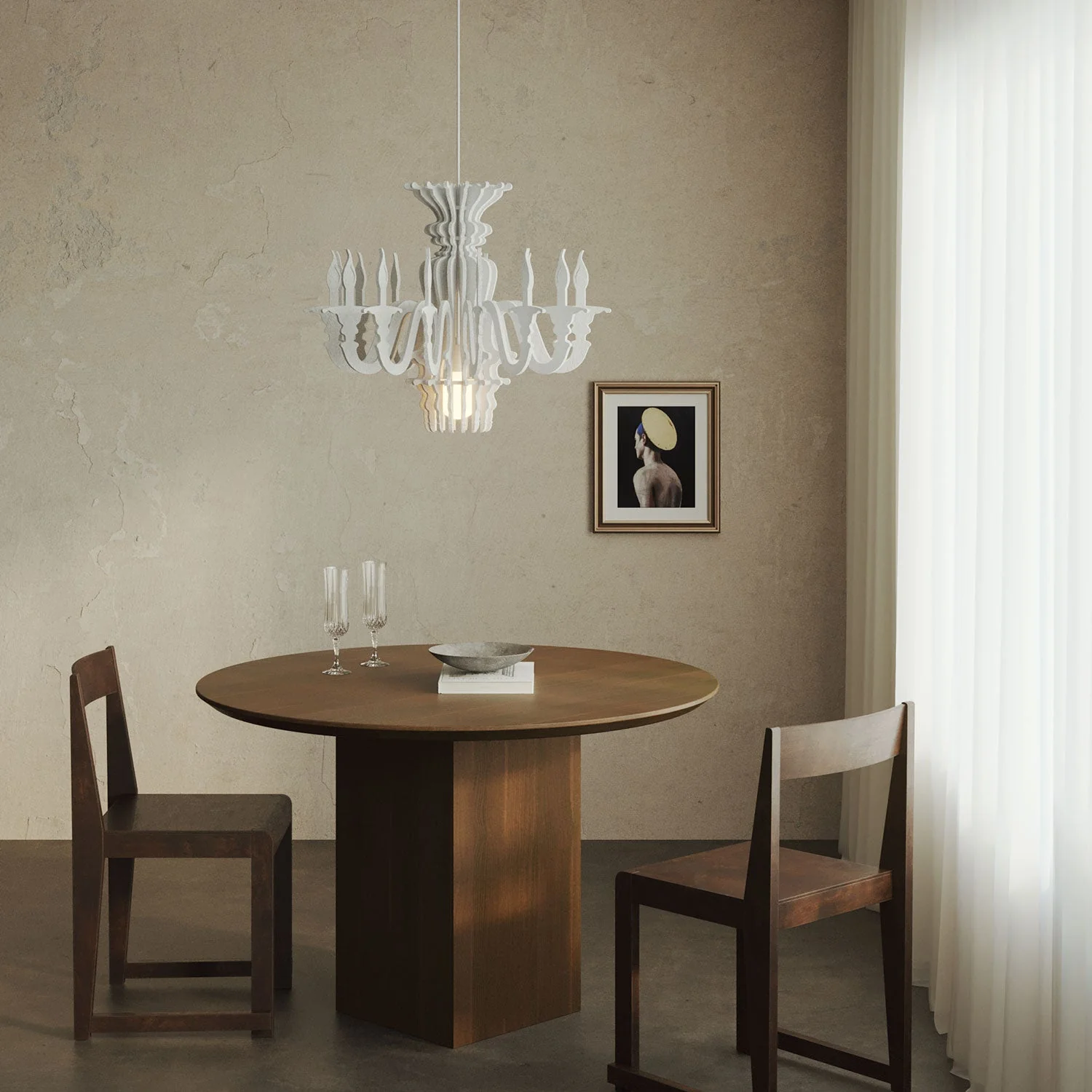 Suspension Lamp with Classic SHHANDELIER Shade Made of Sound-Absorbing Material - White melange - Image 2