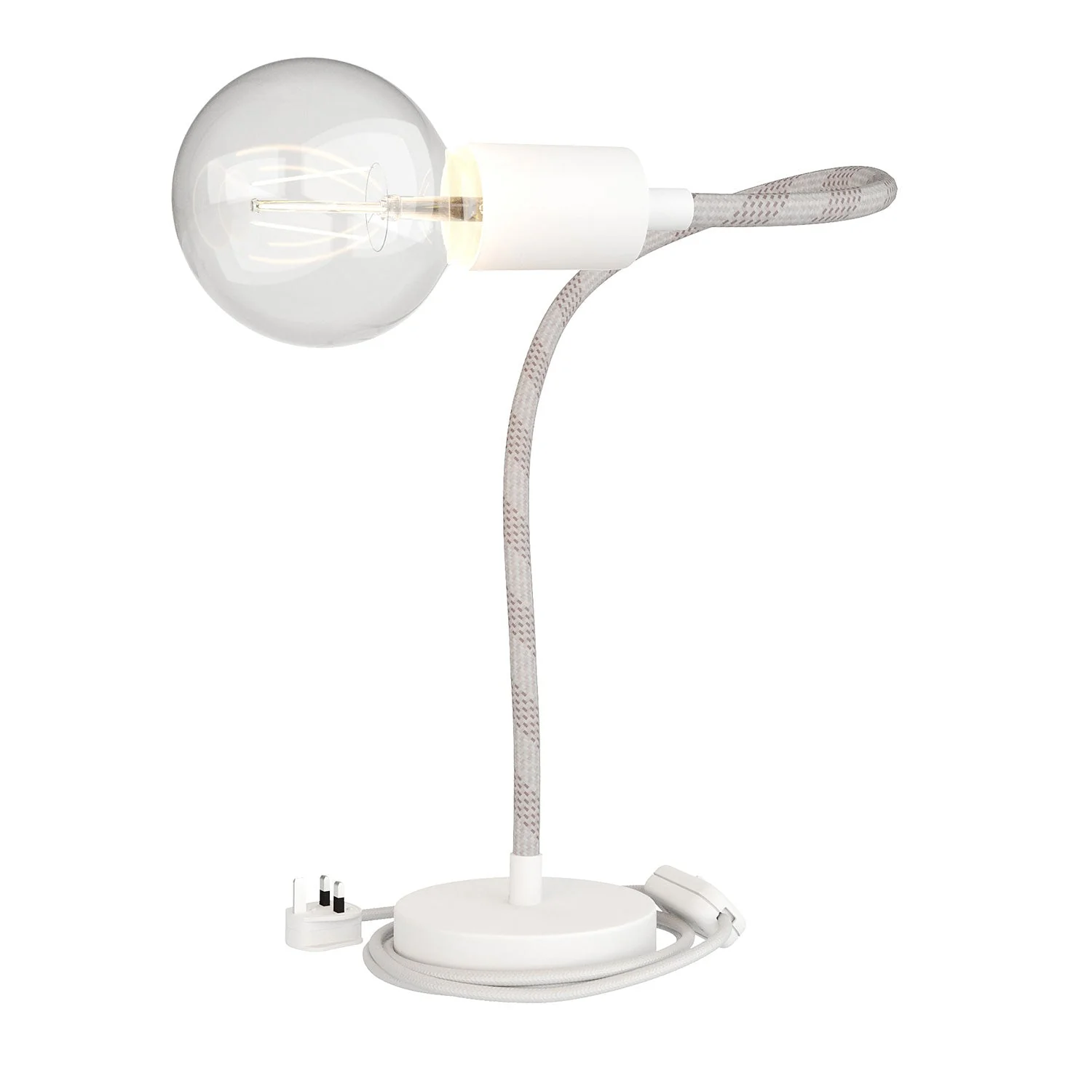 Table Flex lampada da tavolo snodabile a luce diffusa e spina UK - Bianco opaco
