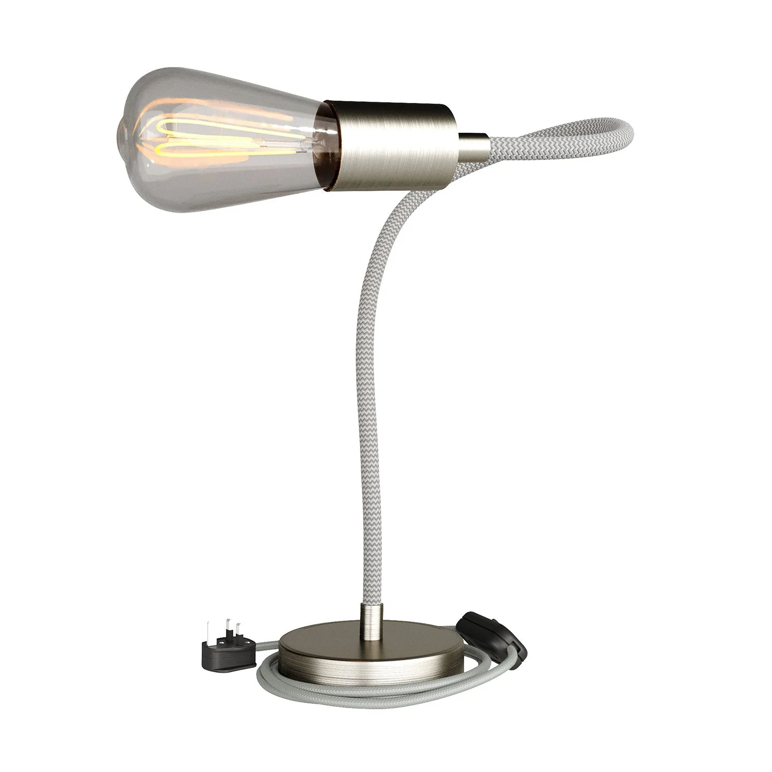 Table Flex lampada da tavolo snodabile a luce diffusa e spina UK - Titanio satinato