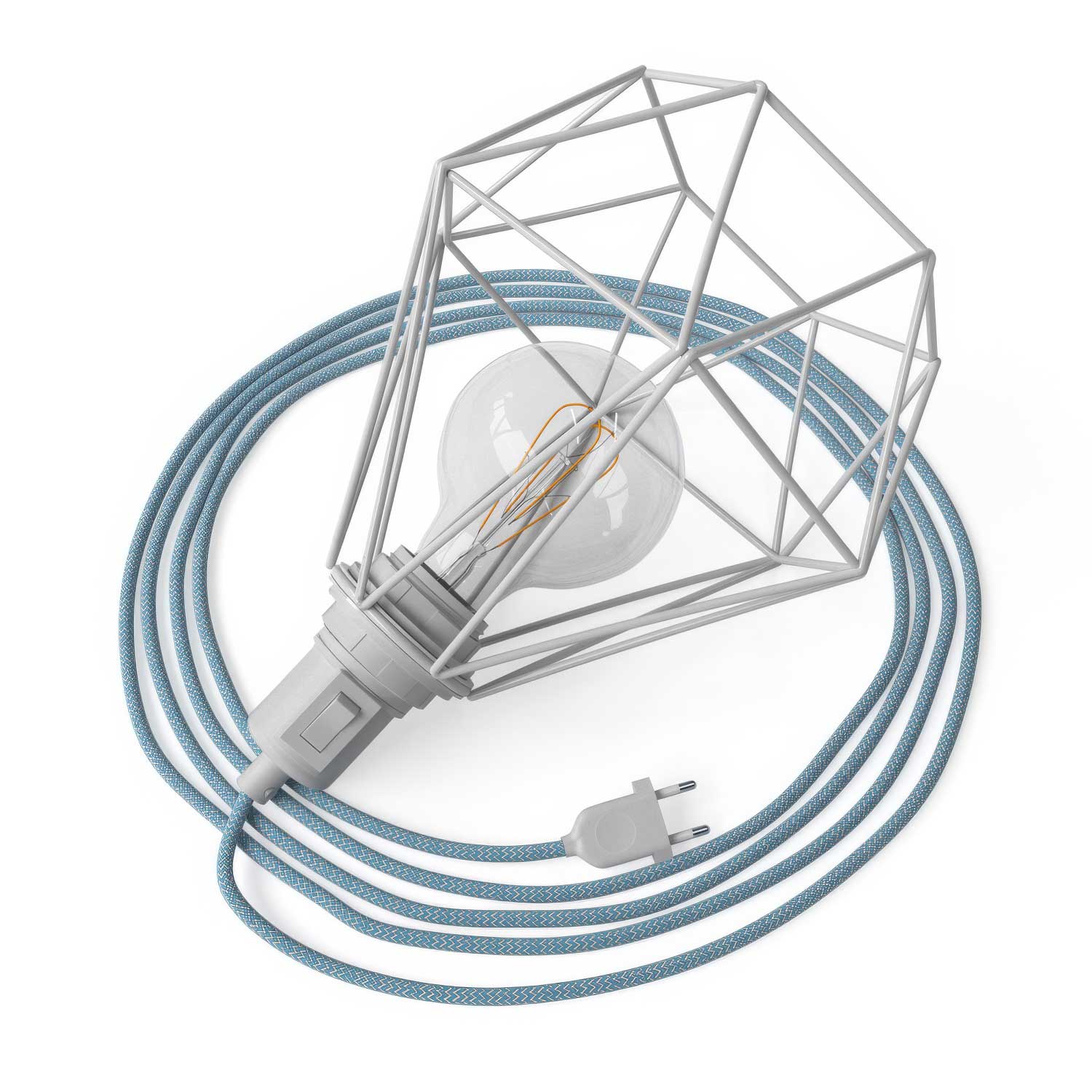 Table Snake - Lampada plug-in con paralume a gabbia Diamond - Bianco