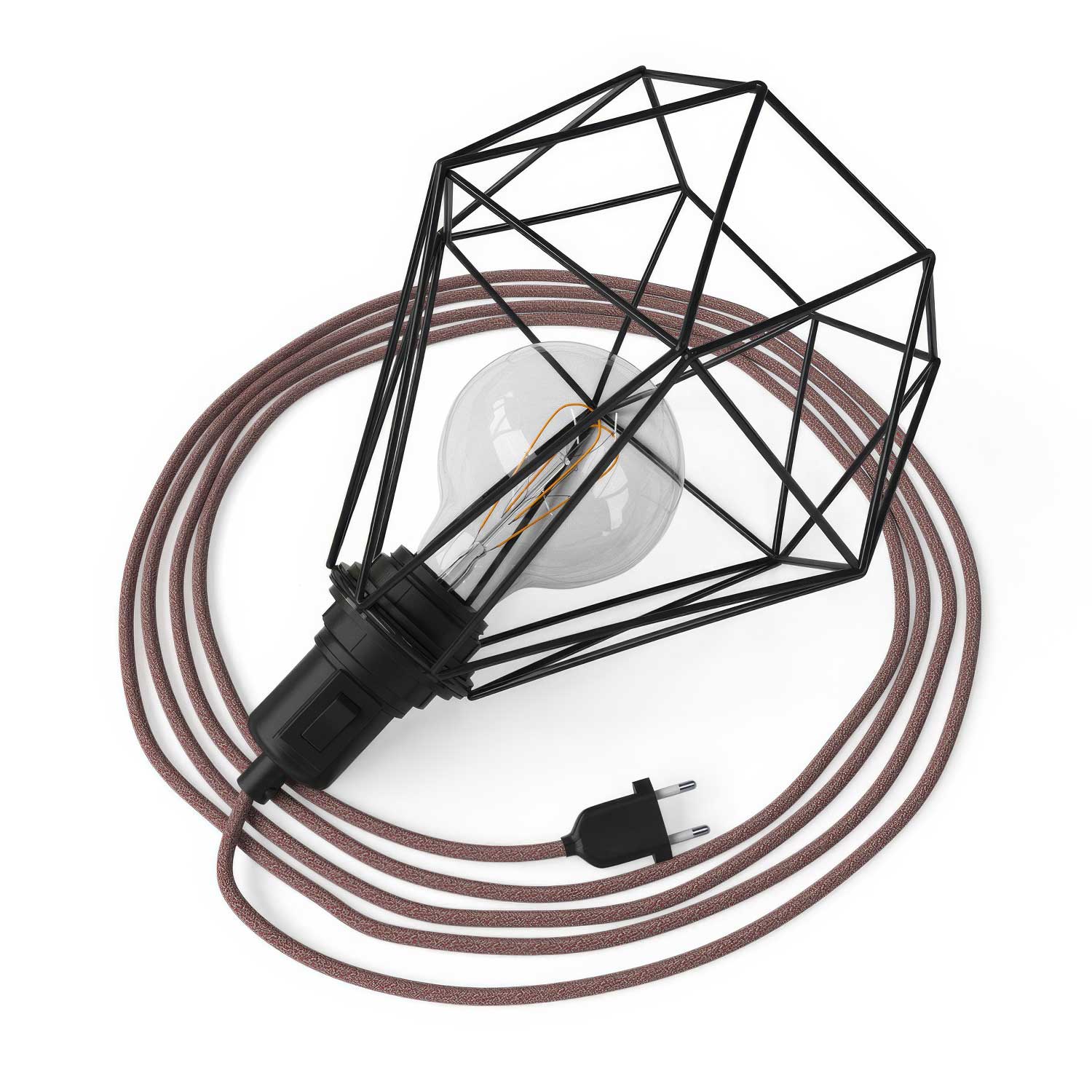 Table Snake - Lampada plug-in con paralume a gabbia Diamond - Nero