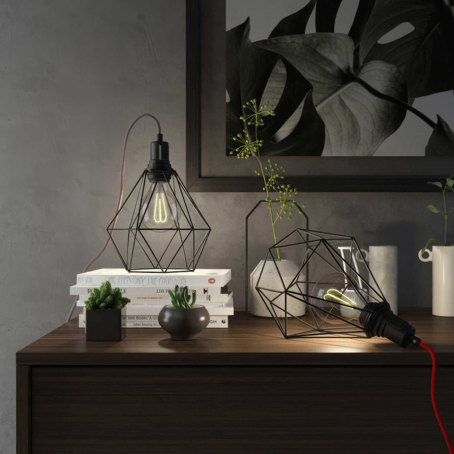 Table Snake - Lampada plug-in con paralume a gabbia Diamond - Nero - Image 2