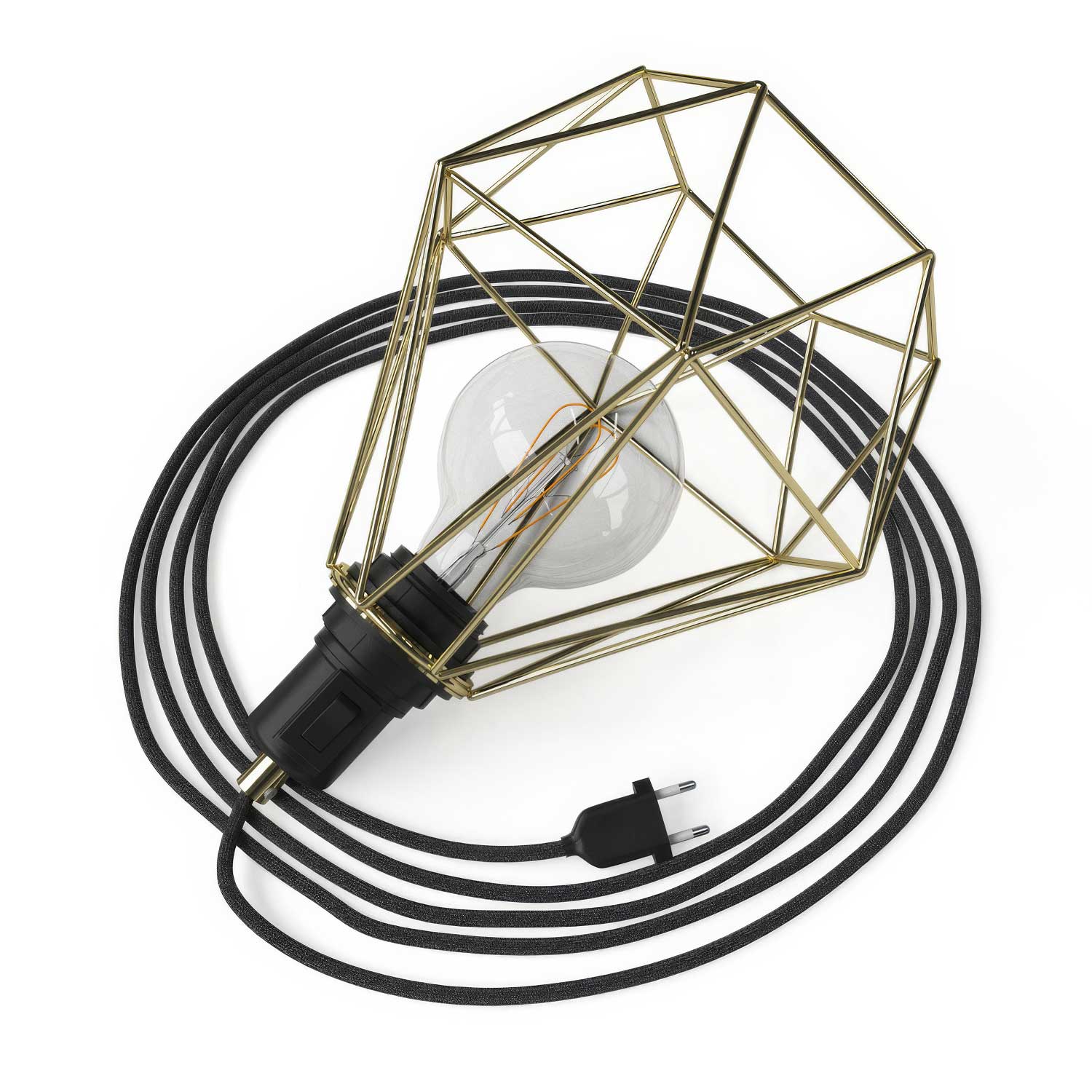 Table Snake - Lampada plug-in con paralume a gabbia Diamond - Ottone