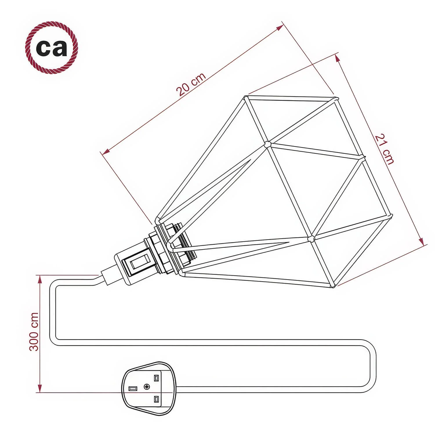 Table Snake - Lampada plug-in con spina UK e paralume a gabbia Diamond - Rame - Image 4