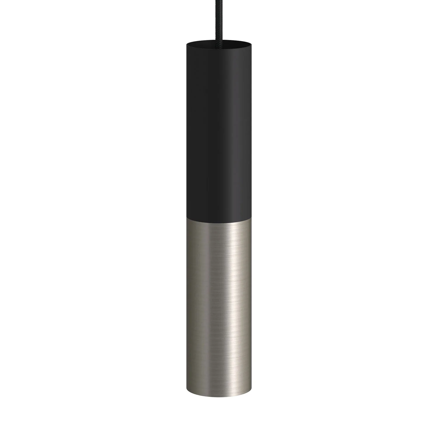 Tub-E12, spotlight double metal tube, with double E12 socket ring - Black and Brushed titanium