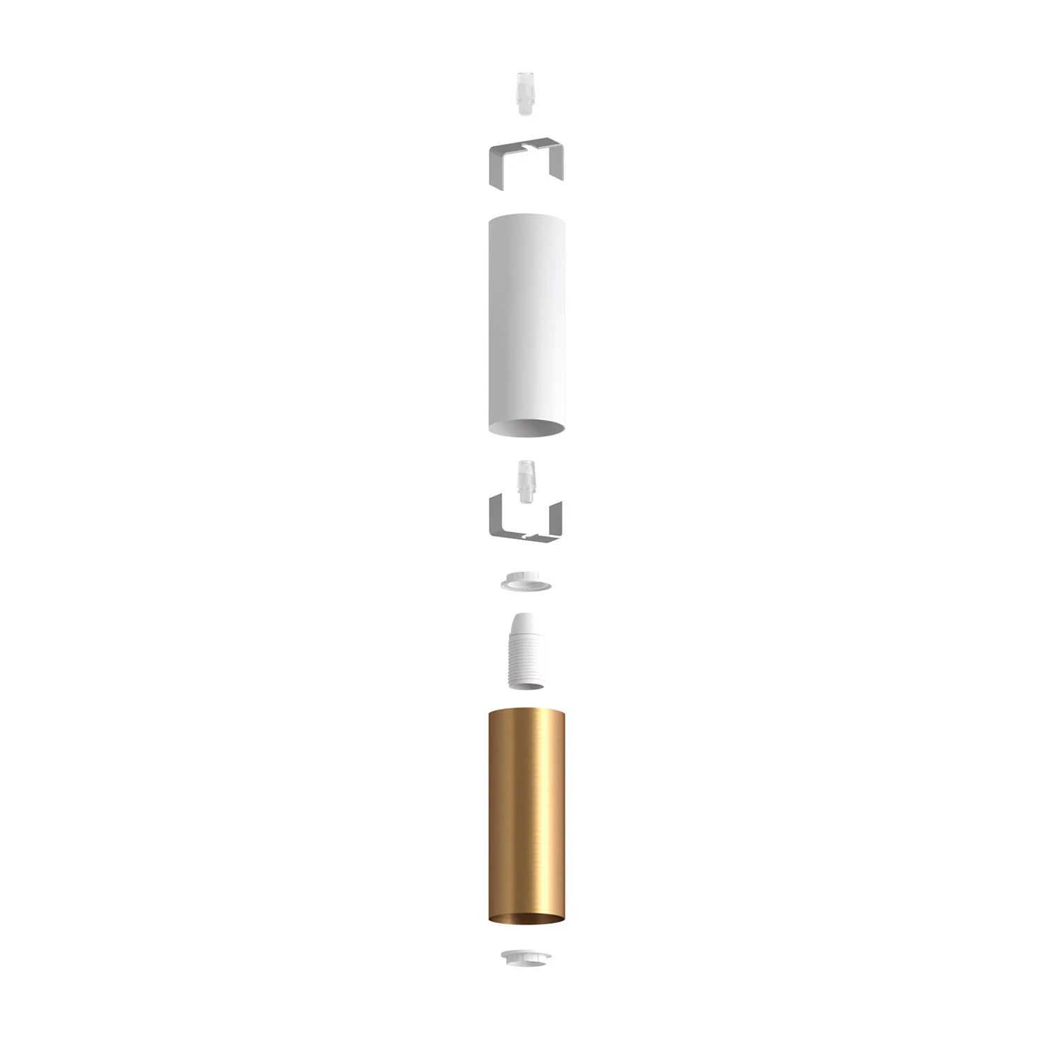 Tub-E12, spotlight double metal tube, with double E12 socket ring - Matt White and Brushed bronze - Image 2