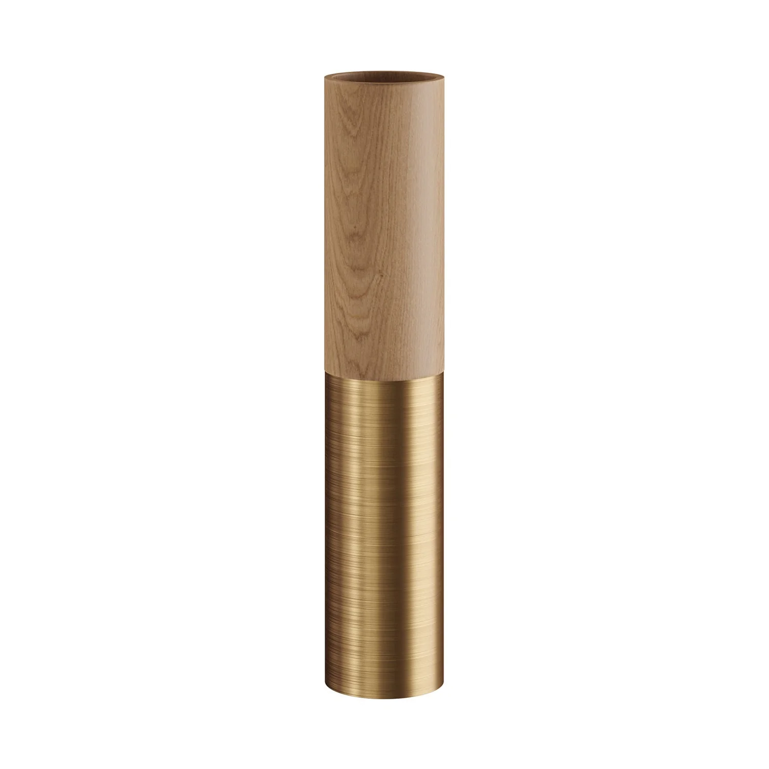 Tub-E14, tubo in legno e metallo per faretto con portalampada doppia ghiera E14 - Neutro e Bronzo satinato - Image 3