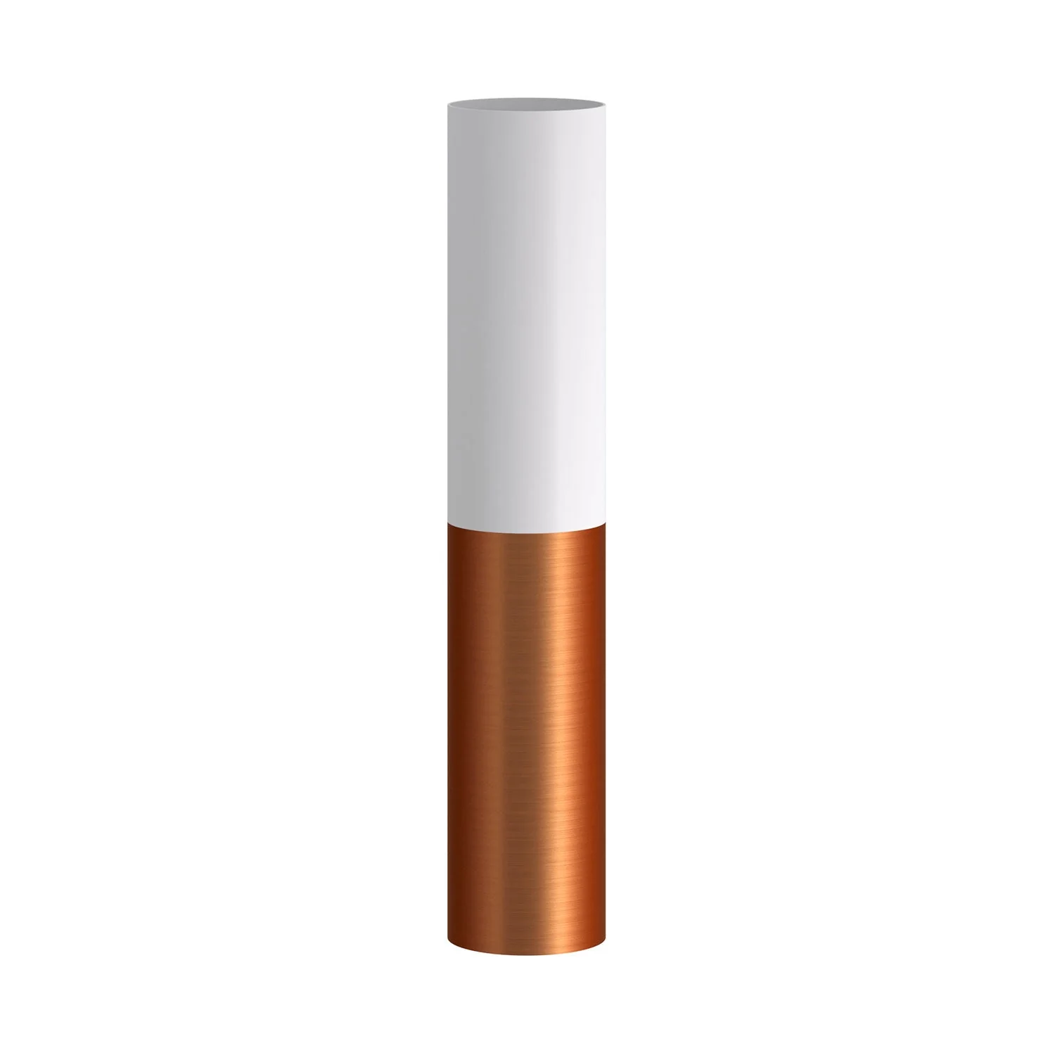 Tub-E14, tubo in metallo doppio per faretto con portalampada doppia ghiera E14 - Bianco opaco e Rame satinato - Image 3