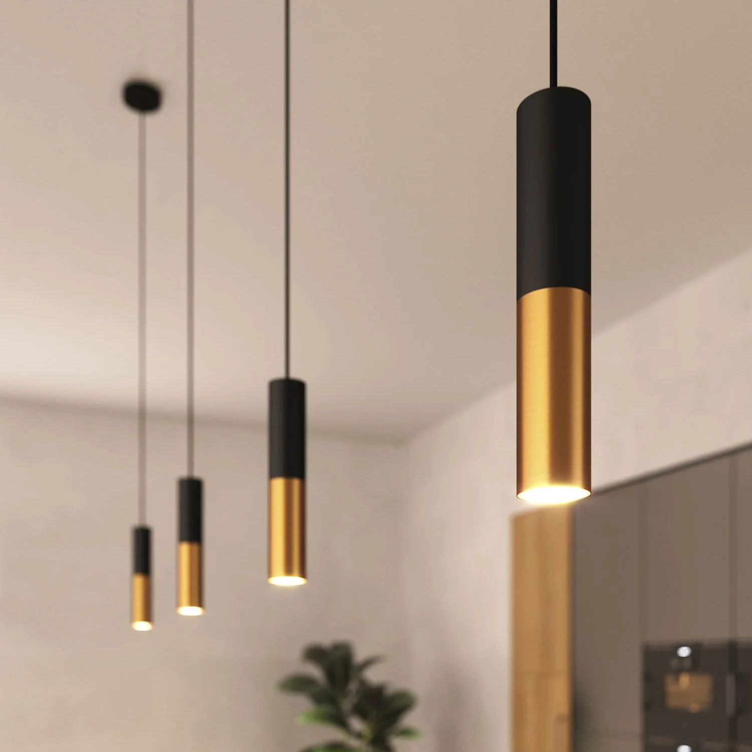Tub-E14, tubo in metallo doppio per faretto con portalampada doppia ghiera E14 - Nero e Bronzo satinato - Image 6