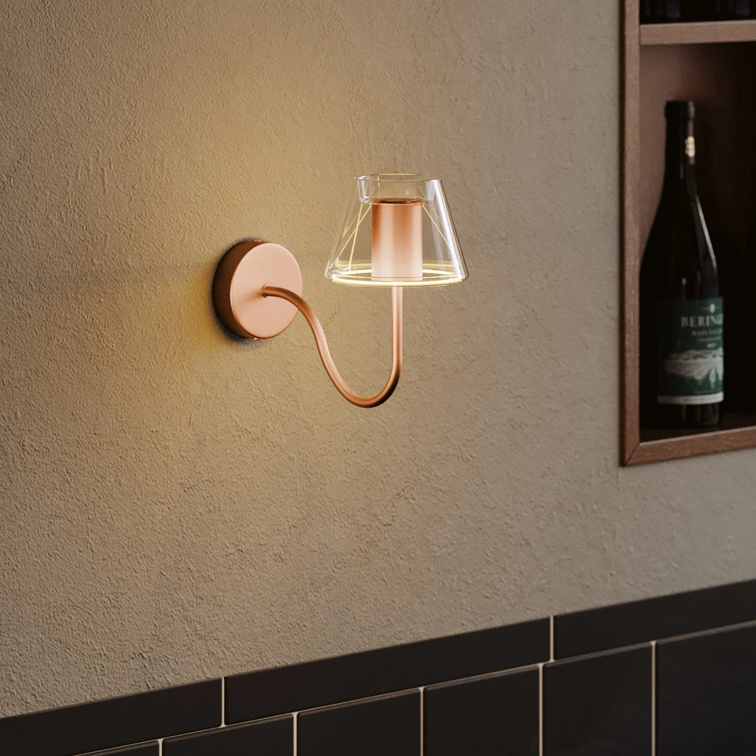 Tubo curvo di estensione a S per lampada, 16,5 cm in metallo - Rame satinato - Image 2