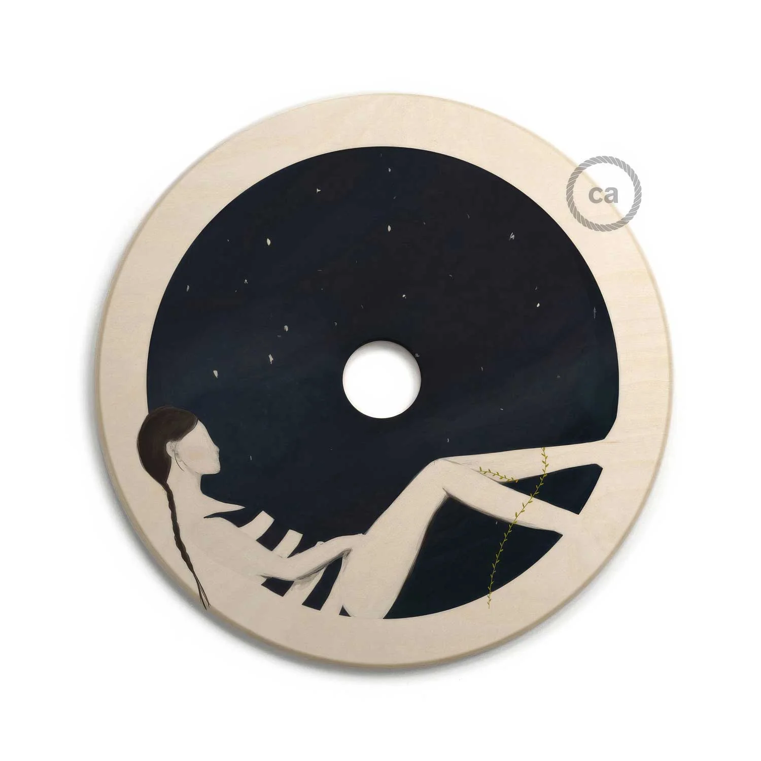 UFO Paralume in legno Special Edition Illustratori Italiani, double face, diametro 33 cm - Chiara Fucà - Image 4