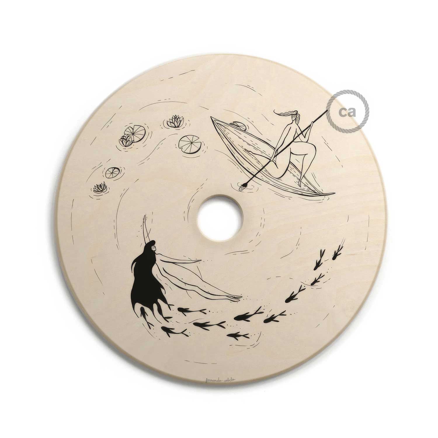 UFO Paralume in legno Special Edition Illustratori Italiani, double face, diametro 33 cm - Fernando Cobelo - Image 5