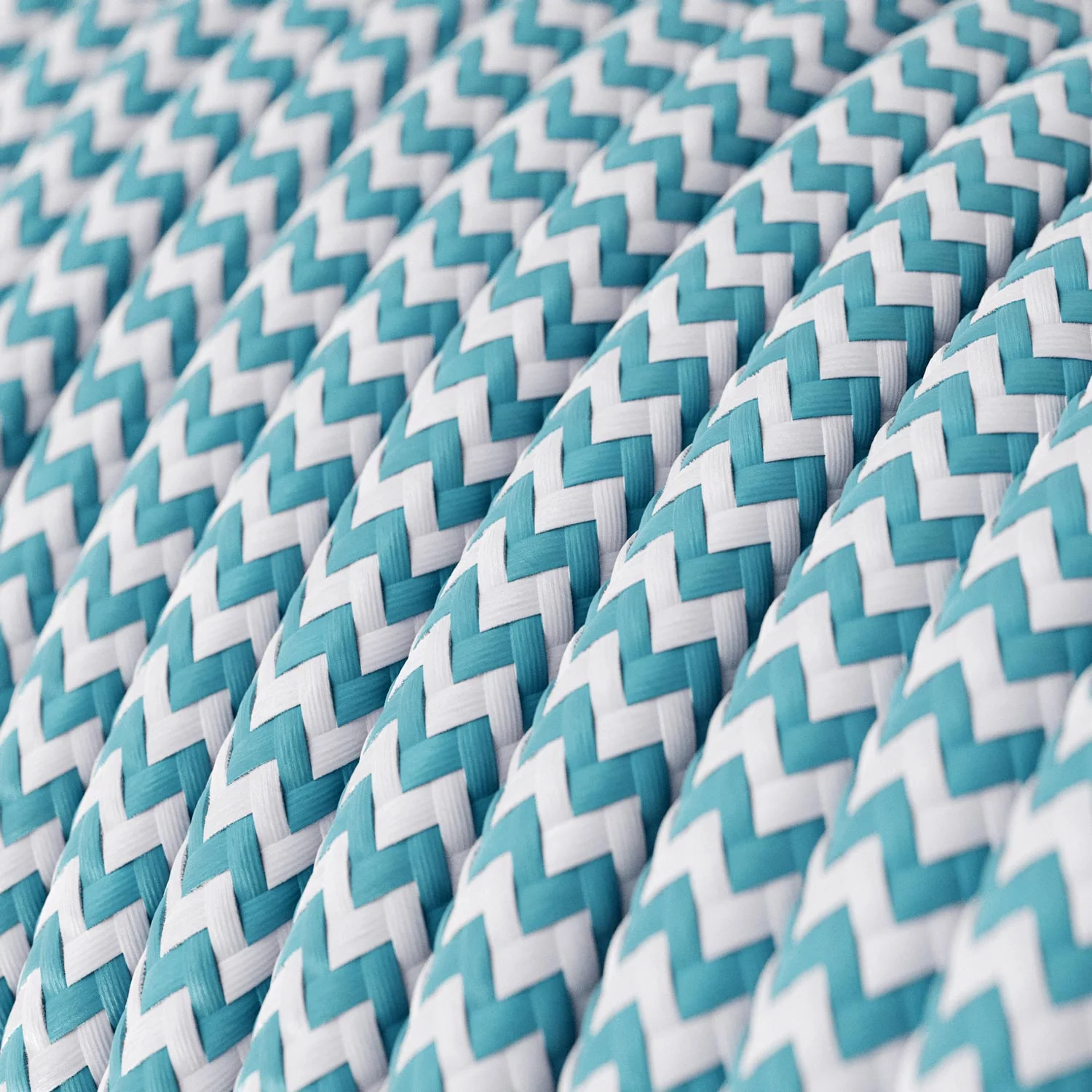 UV resistant round electric cable with zig-zag Turquoise SZ11 fabric lining for outdoor use - Compatible with Eiva Outdoor - Image 2