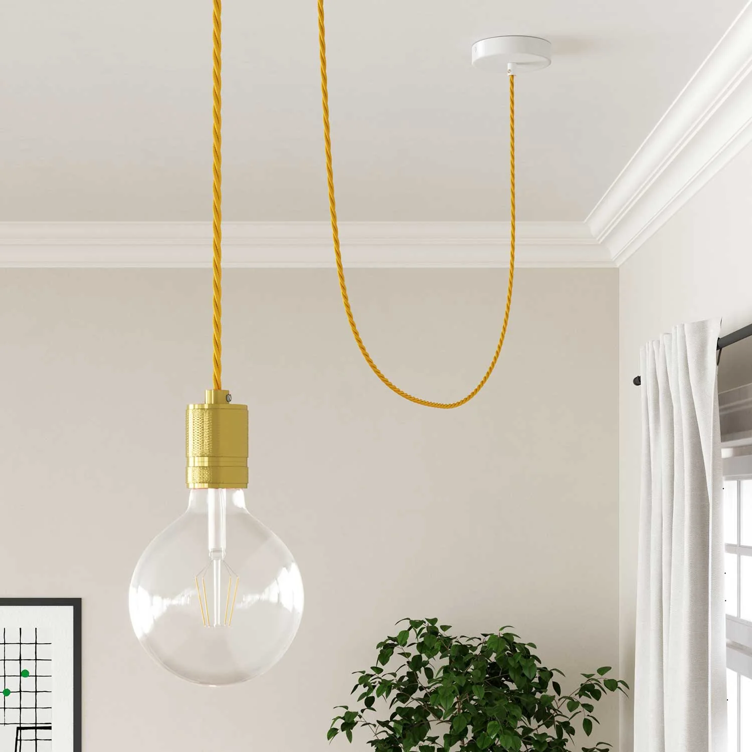 Yellow Rayon covered Twisted electric cable - TM10 - Image 3